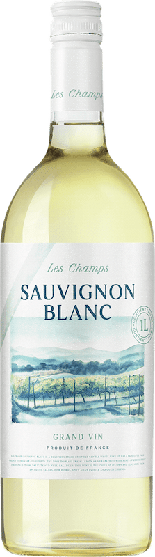 1000 ml flaska Les Champs Sauvignon Blanc vitt vin